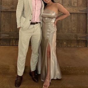 Birdy Grey Satin Taupe Bridesmaid Dress